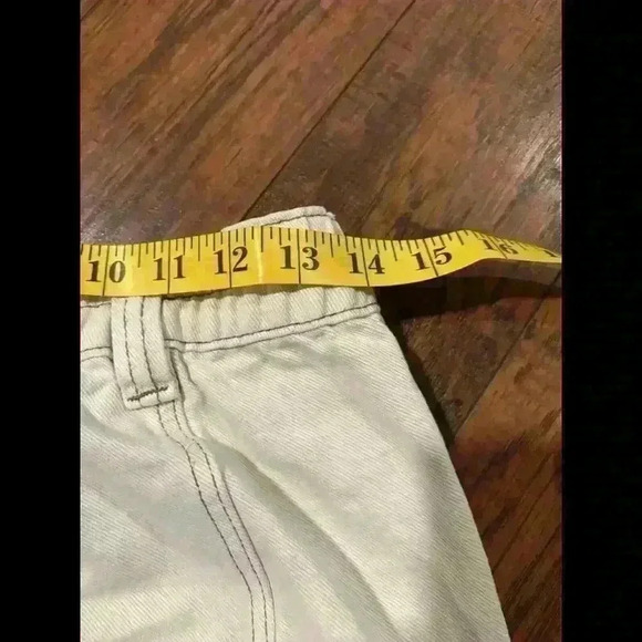 PACSUN Elastic Waist Cargo Pants Size Small Cream with Khaki outline - Picture 8 of 9